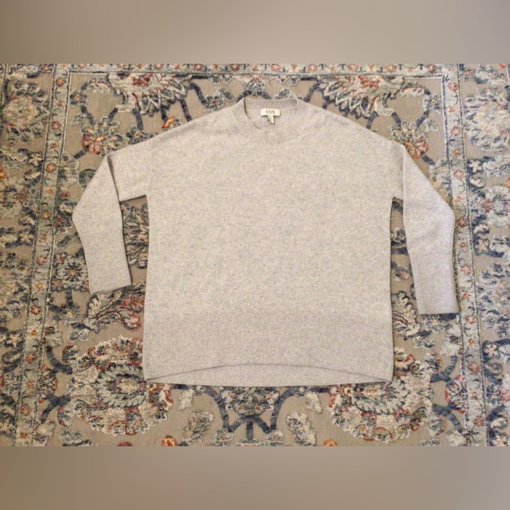 COS Oversized Heather Gray Crewneck Cashmere Sweater Sz XS